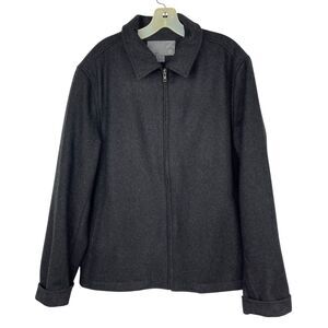 Old Navy Wool Blend Winter Coat Jacket Charcoal Gray Collared Full Zip Mens L